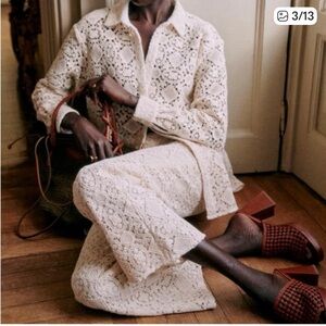 Sezane Marzia Shirt Ecru Lace EUC Sz 36/4